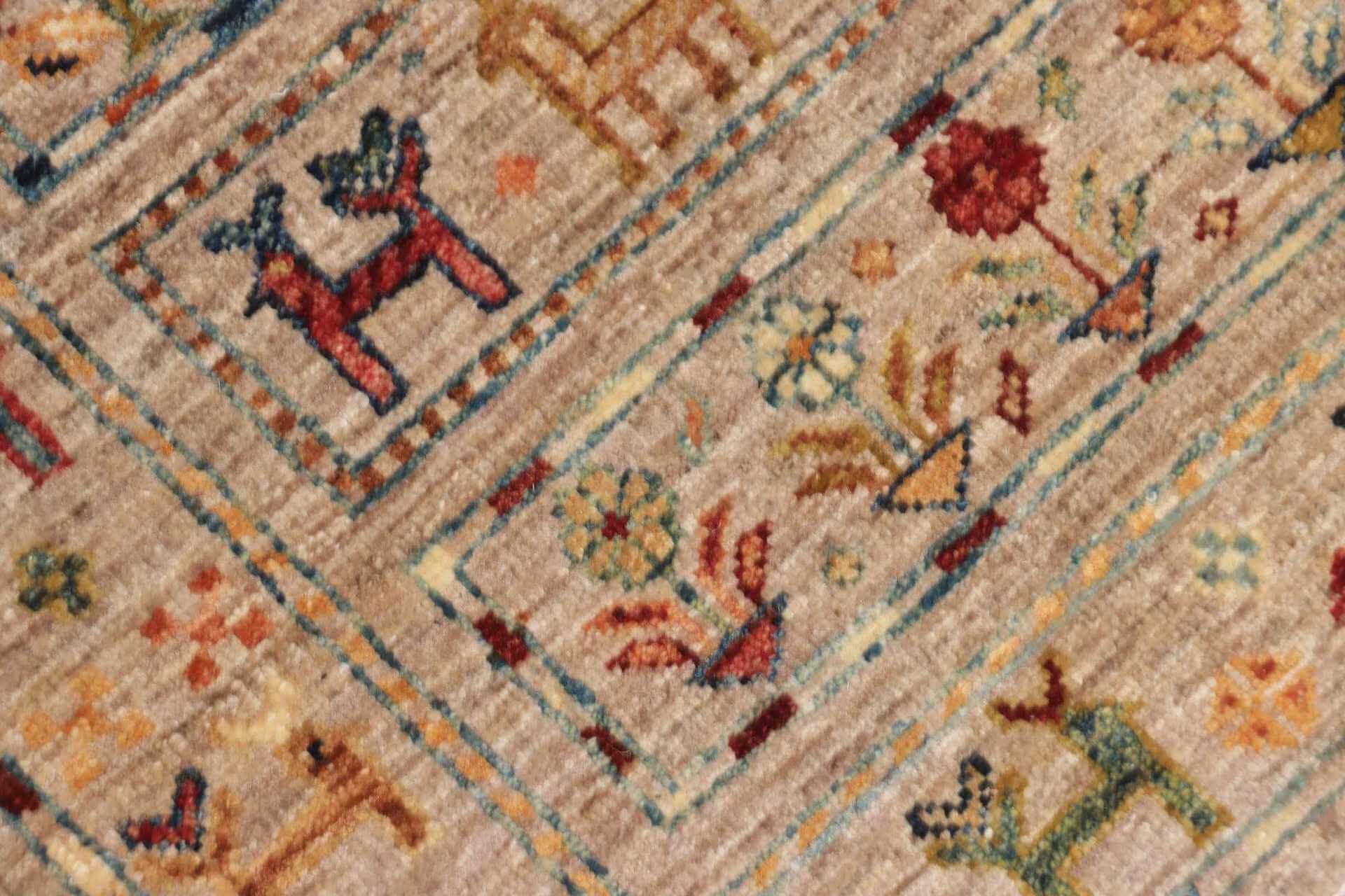 Afghanteppich Rubin mini, handgeknüpft aus Schurwolle, 062 x 0,97 cm, mehrfarbig, Detailansicht