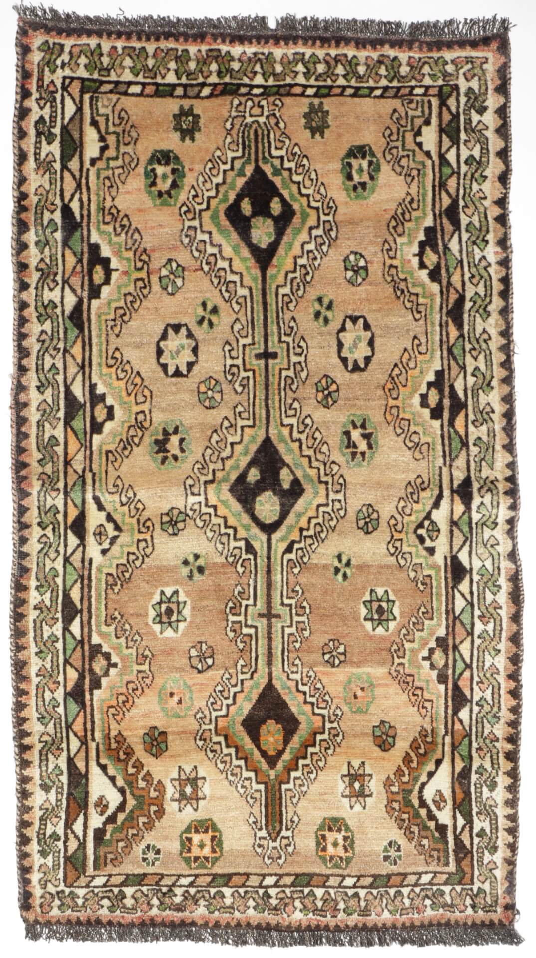 Persischer Gabbeh, handgeknüpft, Schurwolle, 105 x 191 cm, Draufsicht