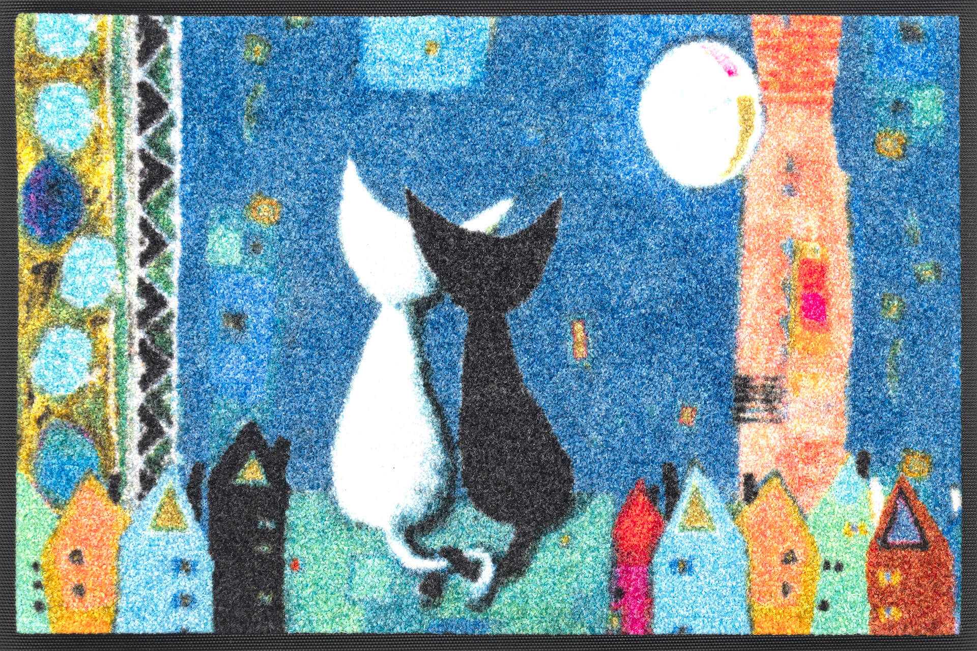 Fußmatte Romance, hübsches Katzenmotv, mehrfarbig, 040 x 060 cm, Draufsicht