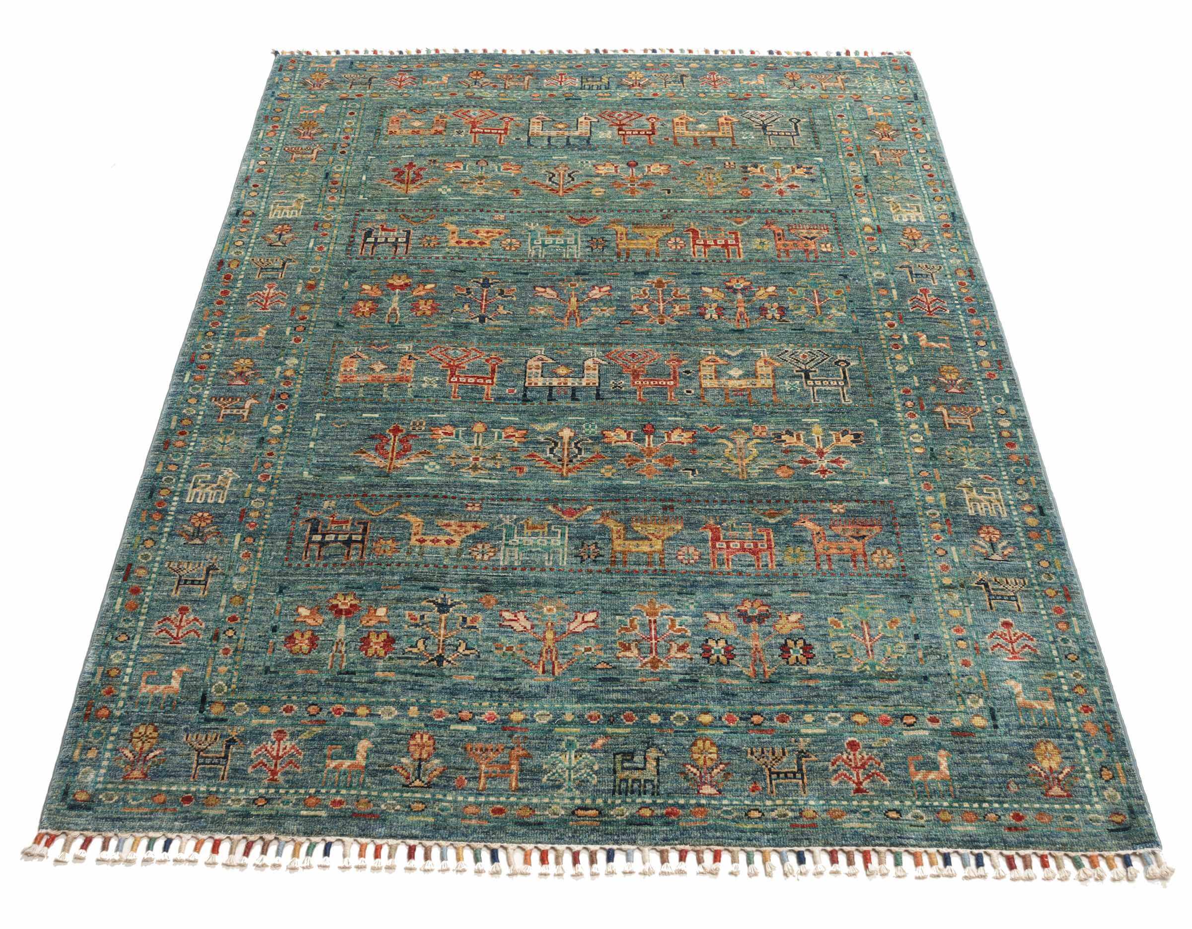 Afghanteppich, Schurwolle, handgeknüpft, 171 x 123 cm, Frontalansicht