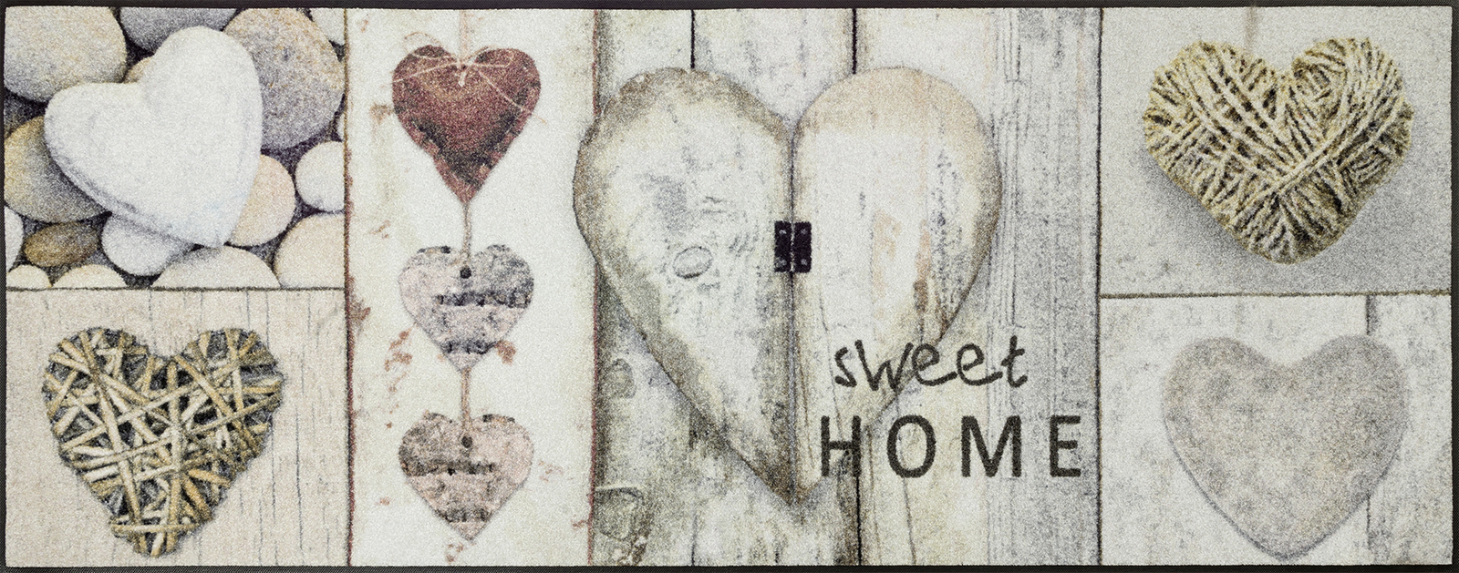 Sauberlaufmatte Vintage Hearts, wash & dry-Qualität, 75 x 190 cm, Draufsicht