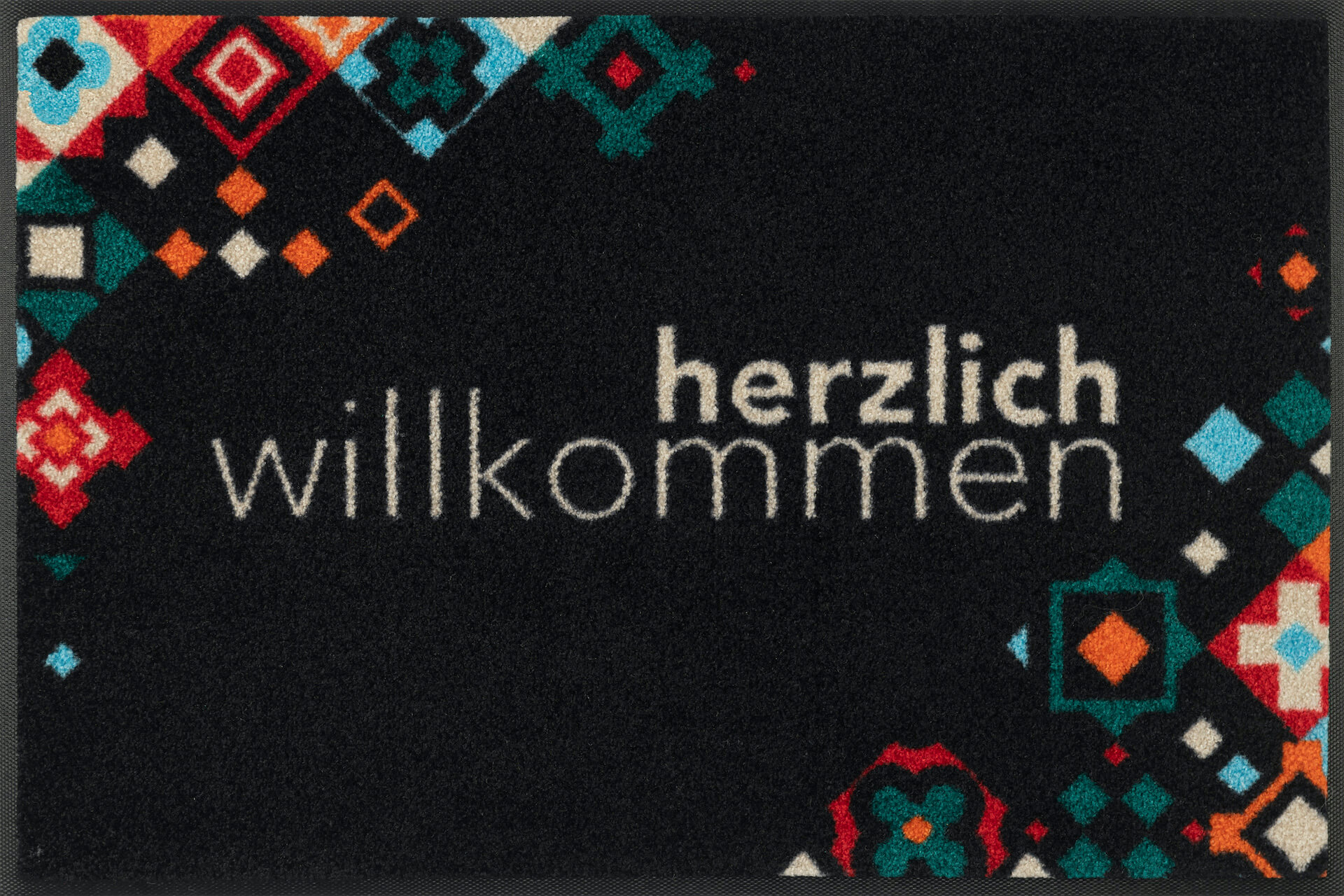 Fußmatte Willkommen Mosaik bunt, Wash & Dry, 050 x 075 cm, Draufsicht