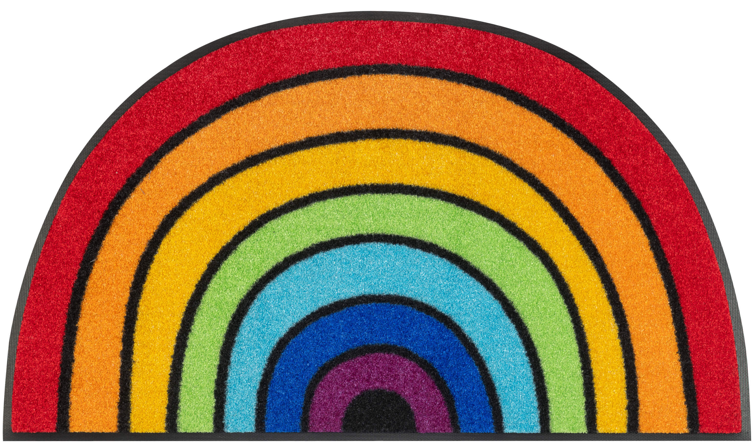 Fußmatte Round Rainbow, halbrunde Sonderform, mehrfarbig, Draufsicht