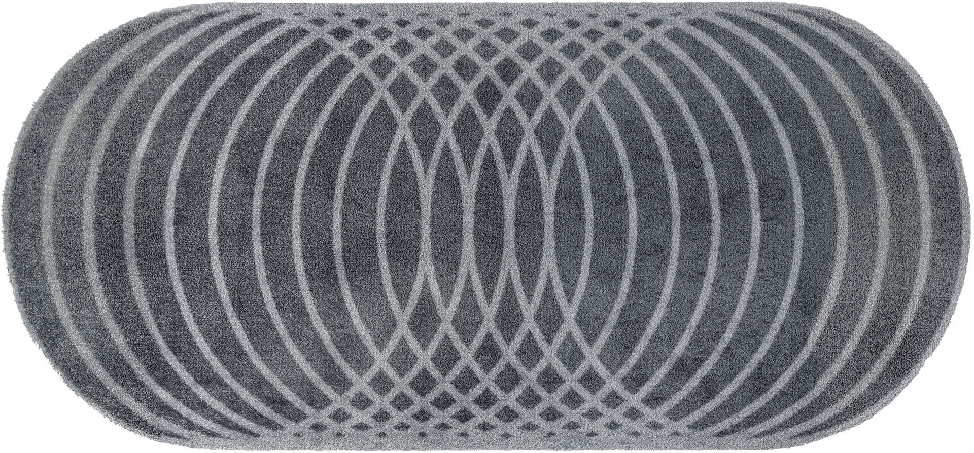 Randlose Fußmatte Calm Loop, ovale Form, 070 x 150 cm, Draufsicht