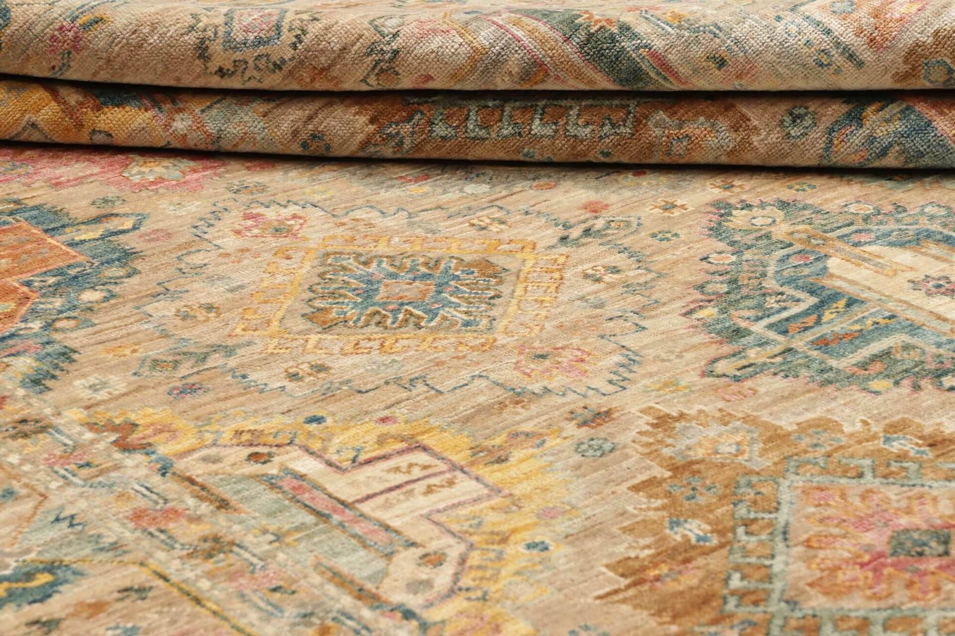  Afghanteppich Triabl Beige, reine Schurwolle, handgeknüpft, 169 x 238 cm, Detailansicht