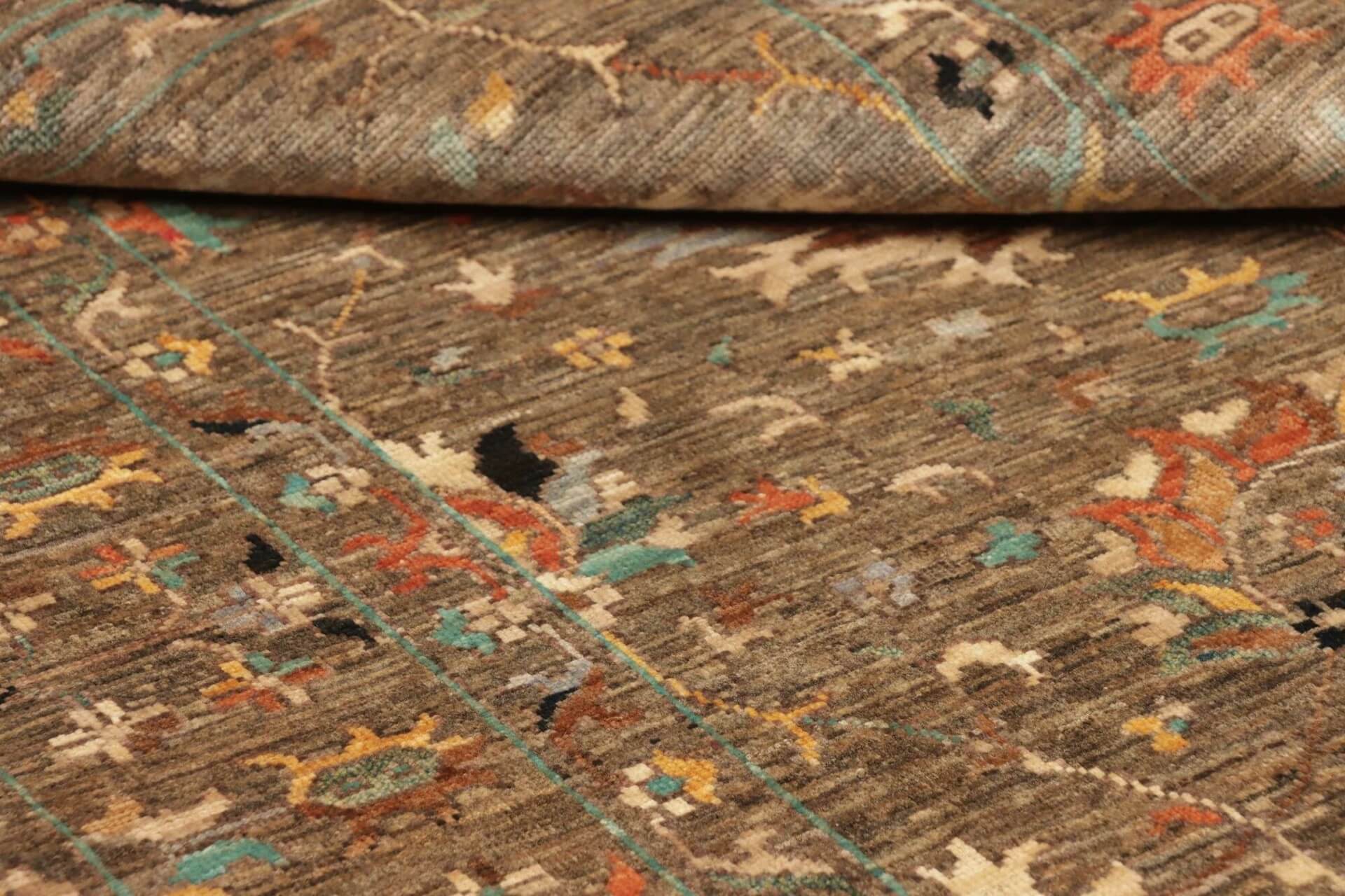 Afghanteppich Ziegler M., handgeknüpft aus Schurwolle,096 x 153 cm, mehrfarbig, Detailansicht