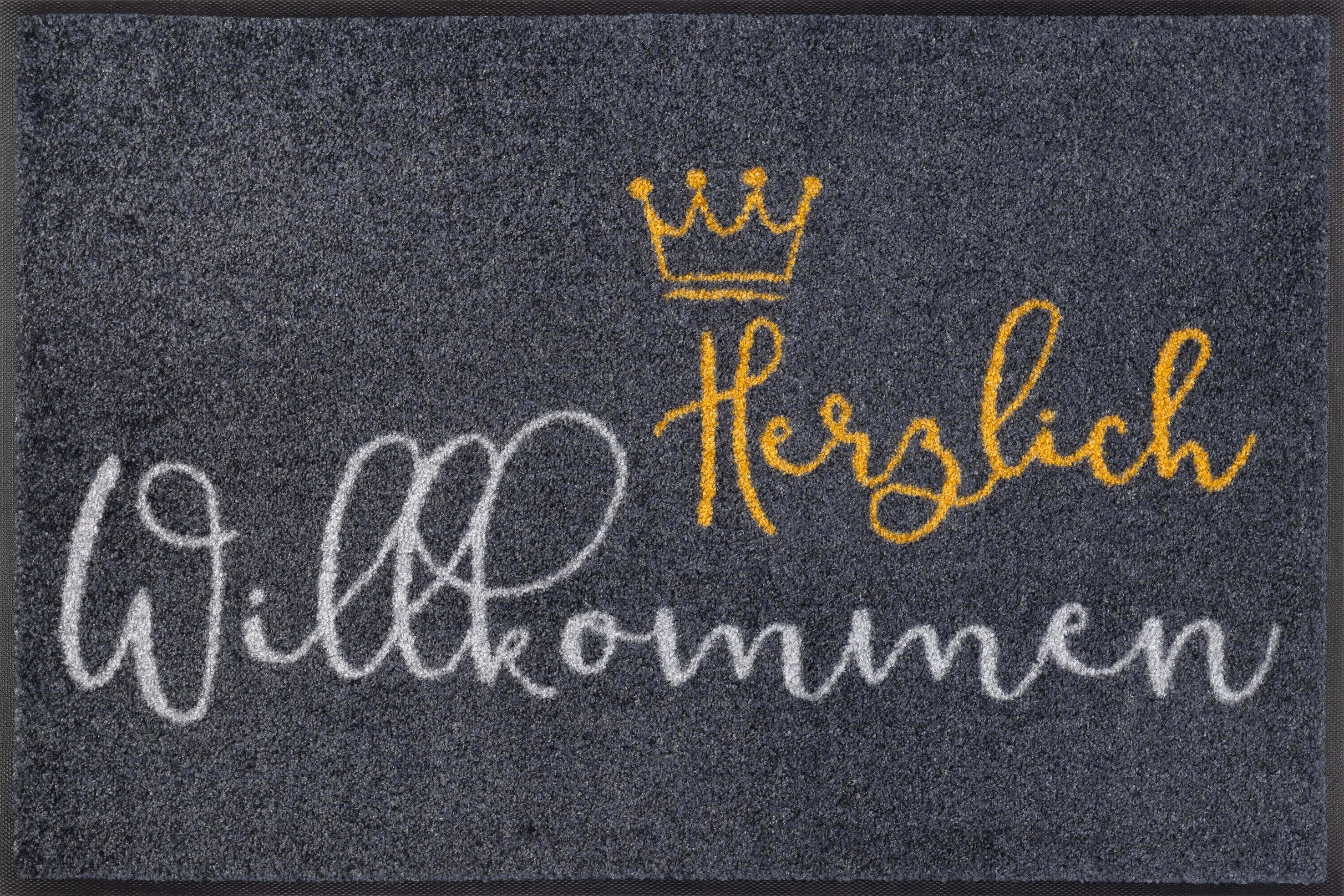 Fußmatte Willkommen Krone, Wash & Dry Designmatte, 050 x 075 cm, Draufsicht