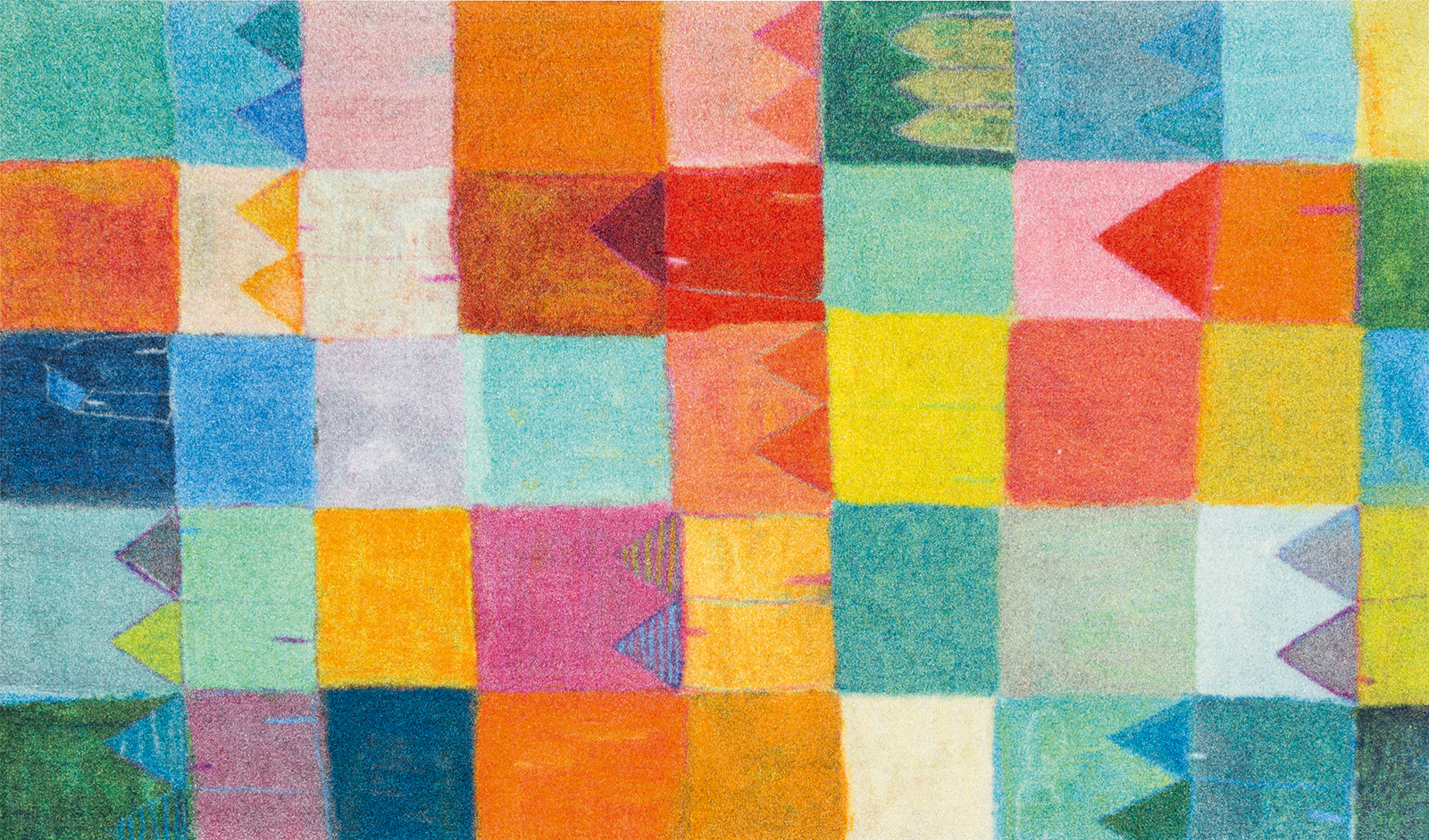 Sauberlaufmatte Sonnenstadt, fröhliches Design, mehrfarbig bunt, 070 x 120 cm, Draufsicht