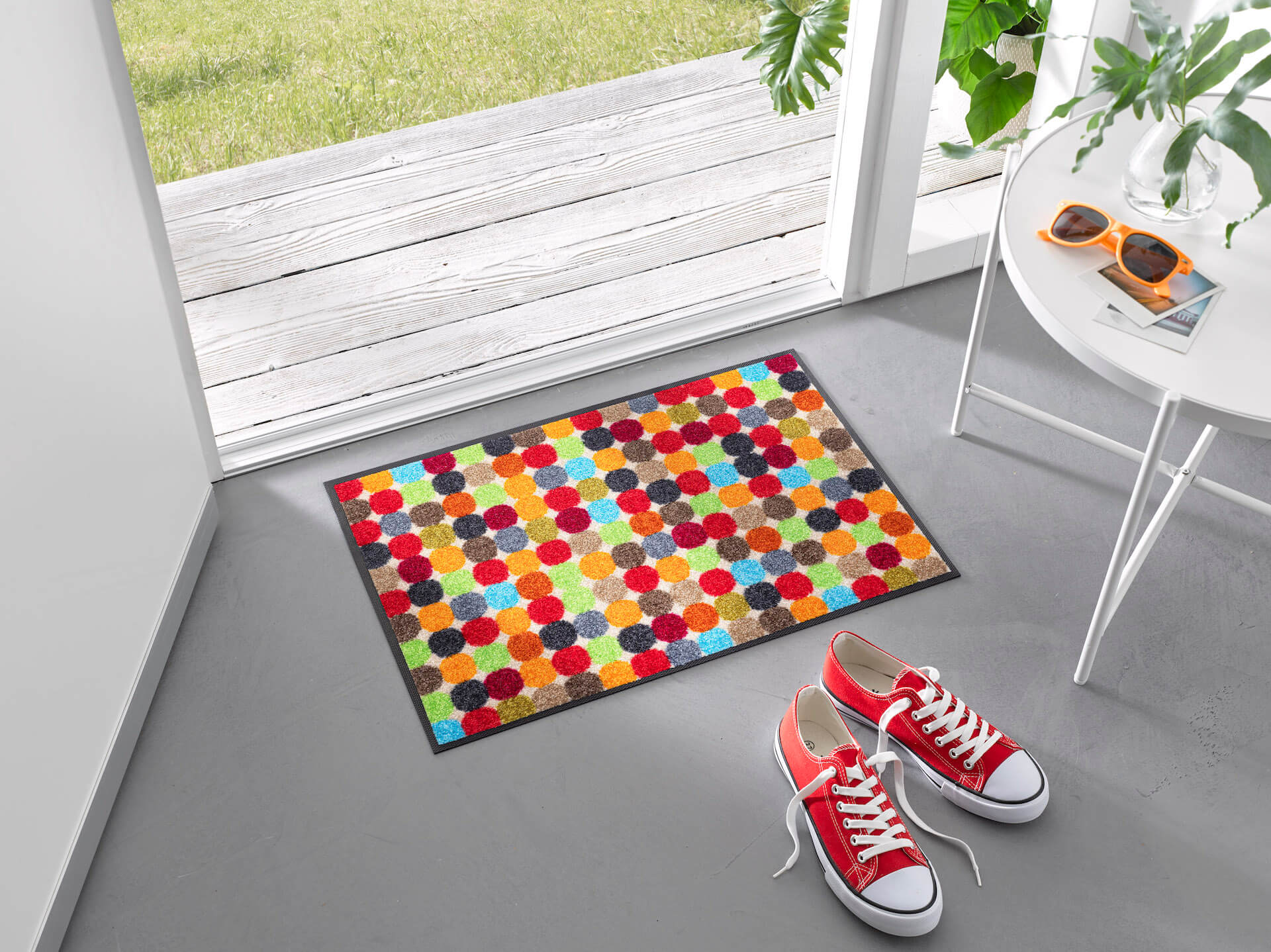 Fußmatte Mikado Dots, wash & dry Design, mehrfarbig, 040 x 060 cm, Milieubild