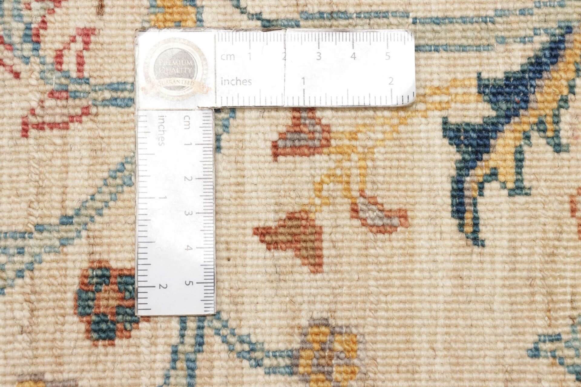 Afghanteppich Shahi Fine Exclusiv, handgeknüpft aus Schurwolle, Grundton beige, mehrfarbig, Ansicht Rückseite