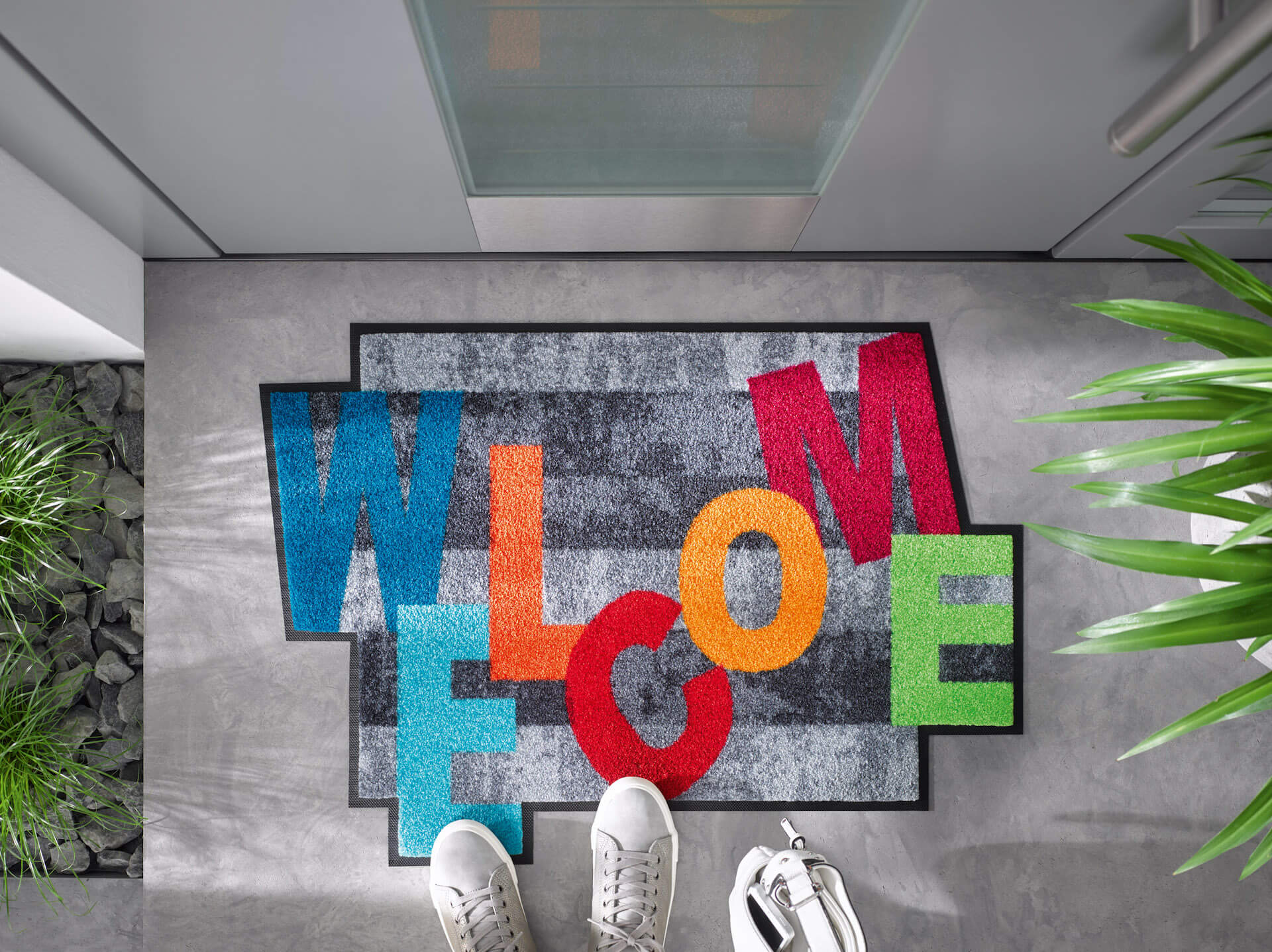 Sauberlaufmatte Crazy Welcome, Sonderform, 60 x 85 cm, Milieubild