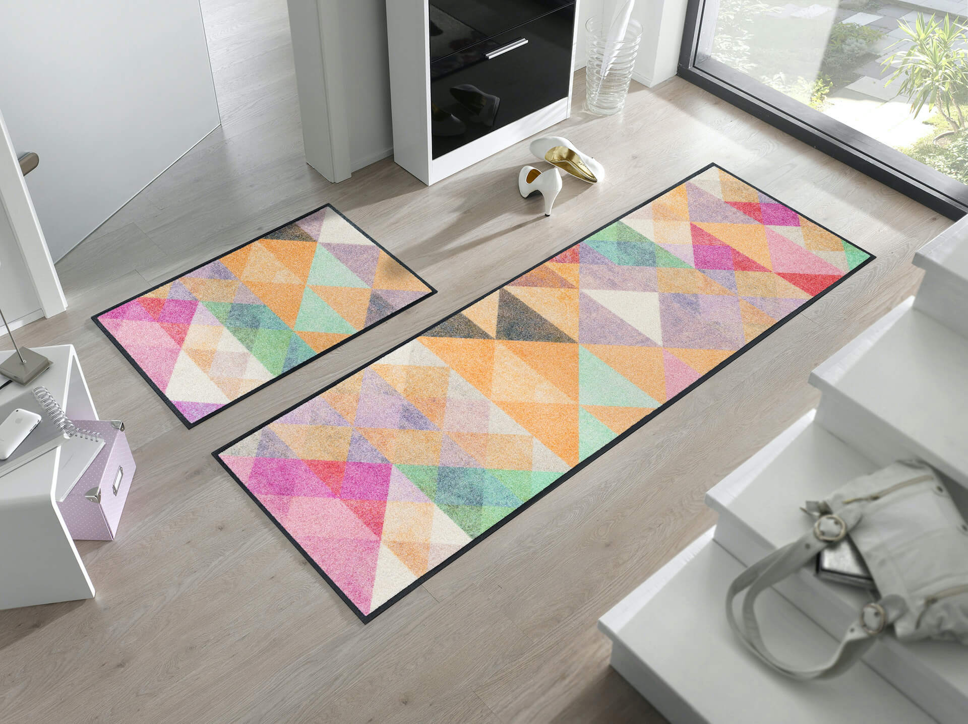 Sauberlaufmatte Snorre, Wash & Dry Designmatte, mehrfarbig, 050 x 075 + 075 x 190 cm, Interieurbild