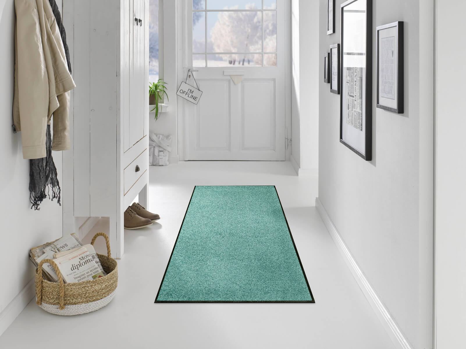 Fußmatte uni TC_Salvia Green, Wash & Dry Trend Colour, 60 x 180 cm, Interieurbild