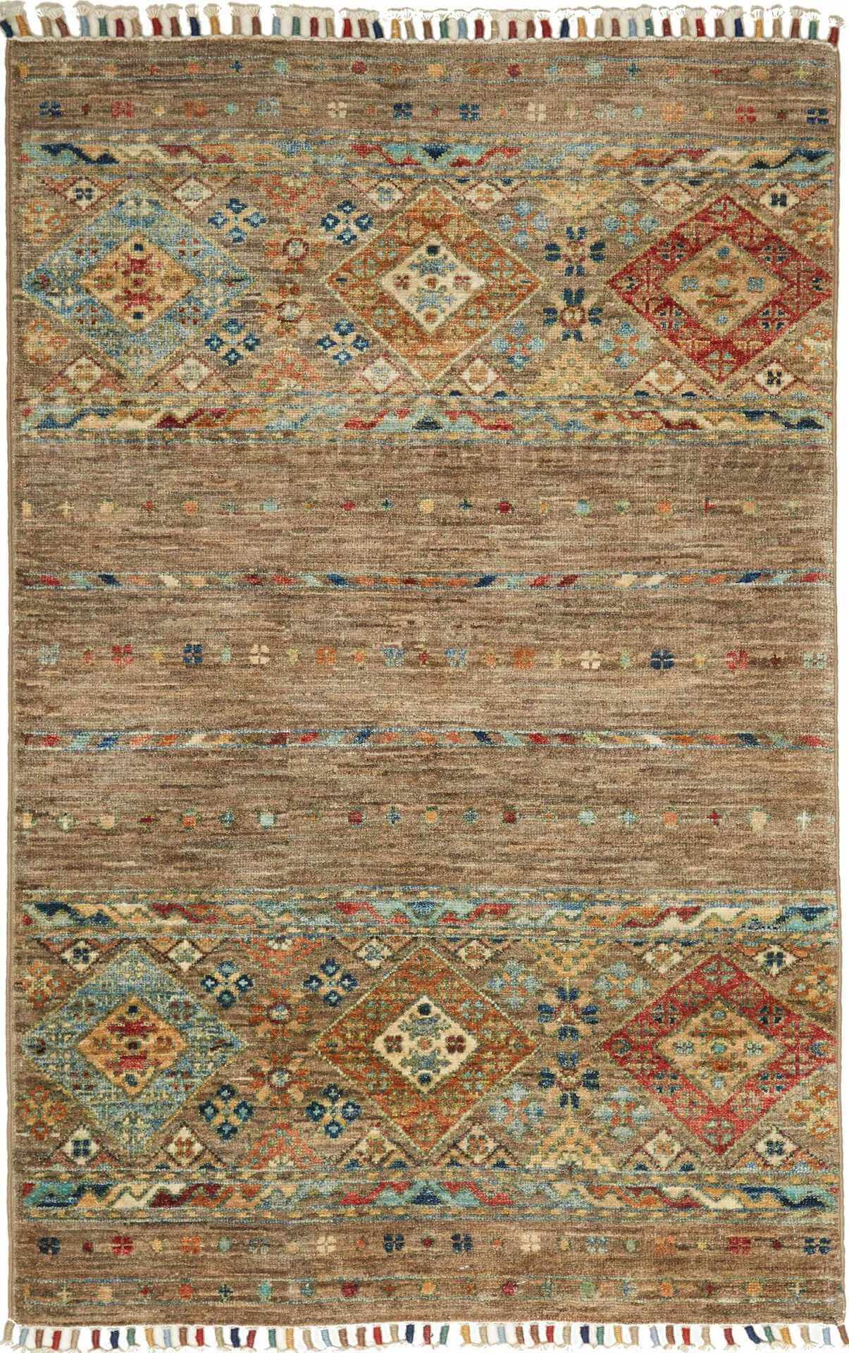 Afghanteppich Rubin Multi, handgeknüpft, Schurwolle, Draufsicht