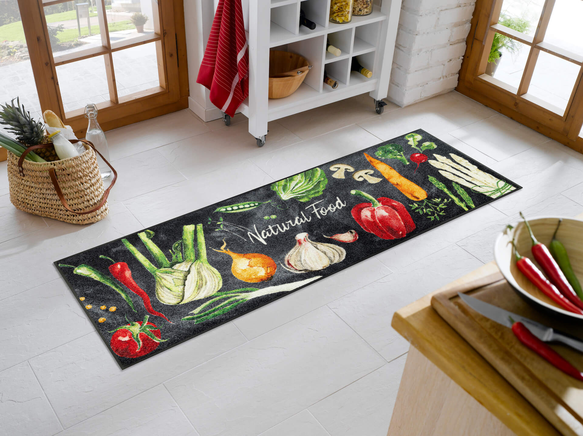 Fußmatte Natural Food, Wash & Dry Küchenmatte, mehrfarbig, 060 x 180 cm, Interieurbild