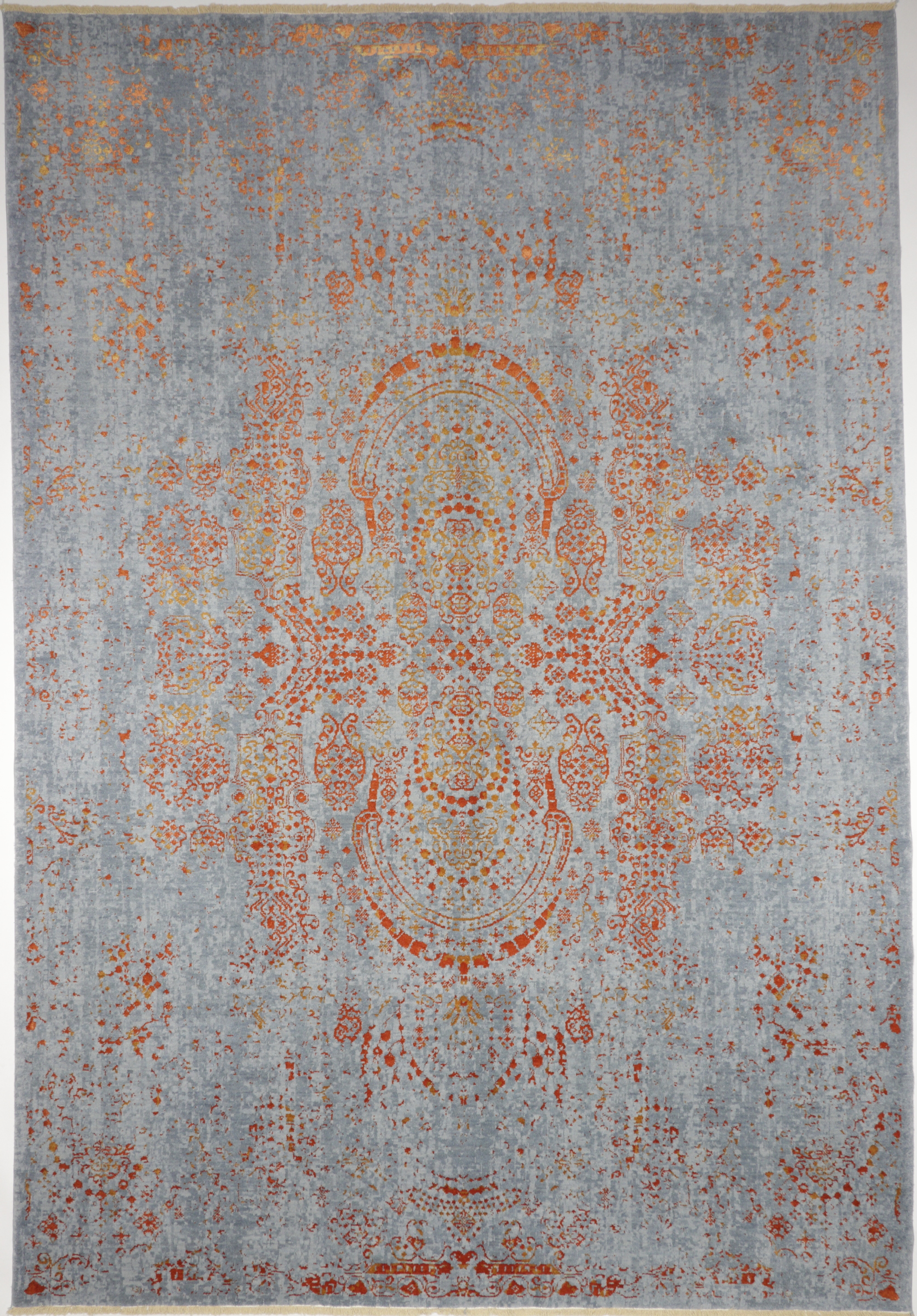 Flachgewebe Teppich Nirwana N 09, Schurwolle und Viskose, Vintage Style, Draufsicht