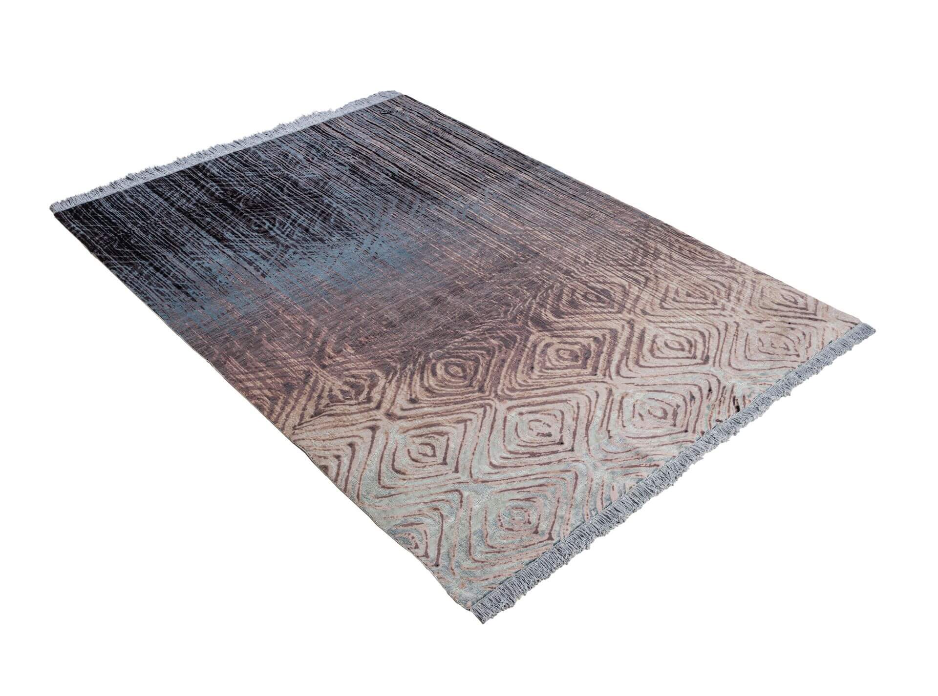Hailstorm Designerteppich, Schurwolle & Seide, handgeknüpft, 201 x 290 cm, liegend
