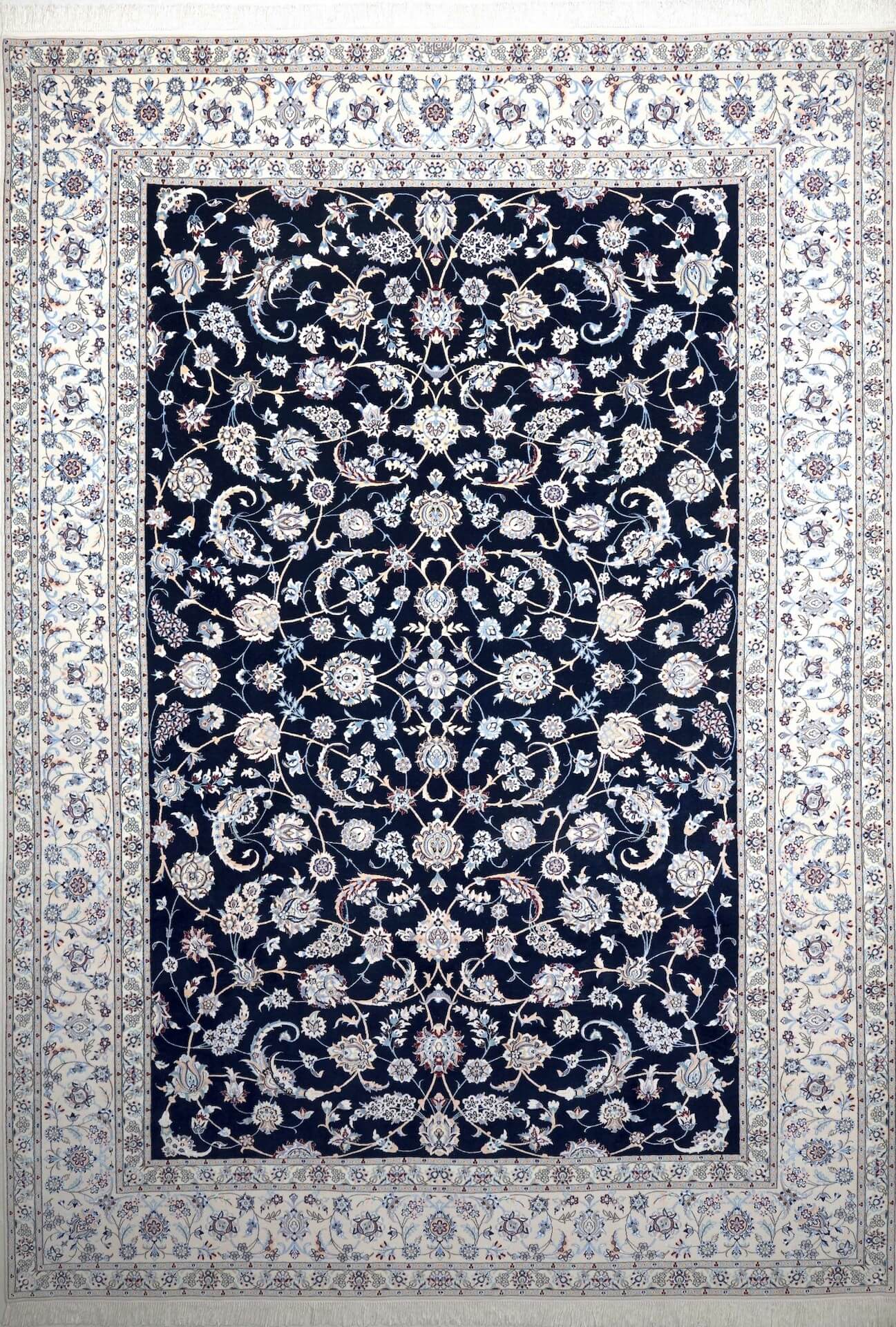 Nain Teppich Blau, 6 LA Knüpfung aus Schurwolle, 253 x 357 cm, Draufsicht