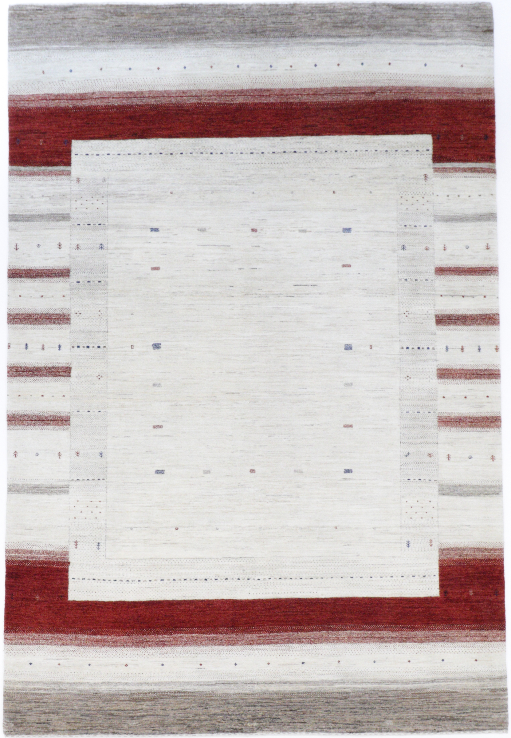 Gabbeh aus Schurwolle, handgeknüpft in Indien, 200 x 300 cm, Draufsicht