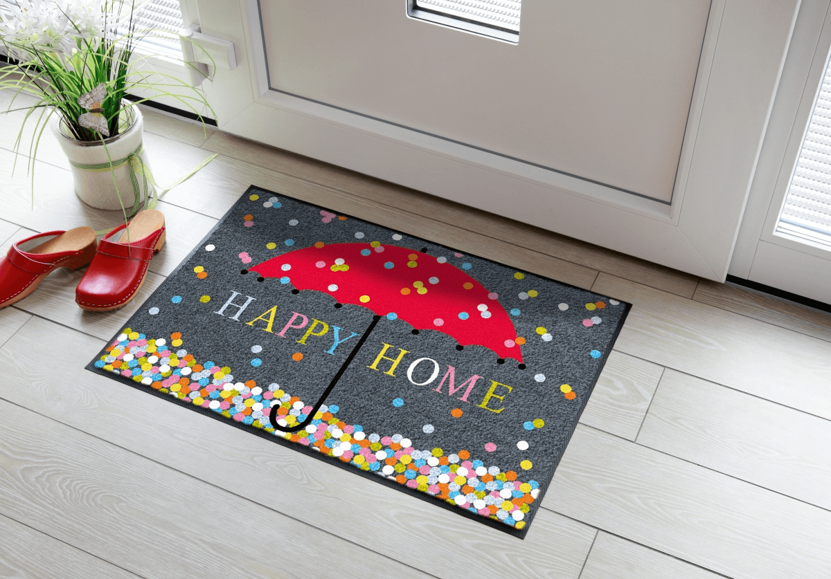 Fußmatte Schirm Konfetti, Design Salonloewe, 050 x 075 cm, Milieubild