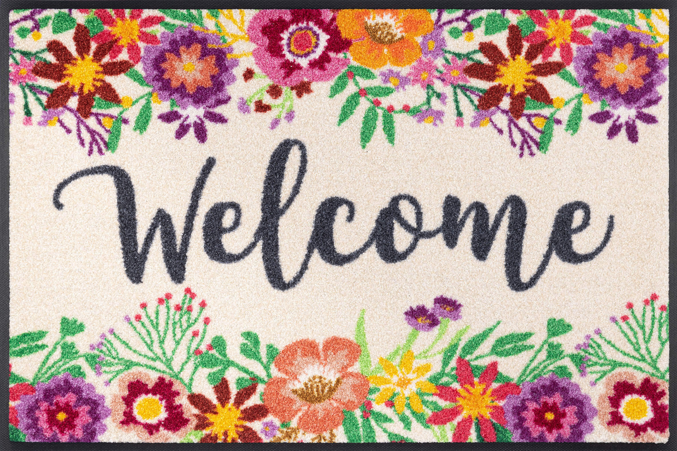 Fußmatte Welcome Blooming, neues Design, mehrfarbig, 50 x 75 cm, Draufsicht