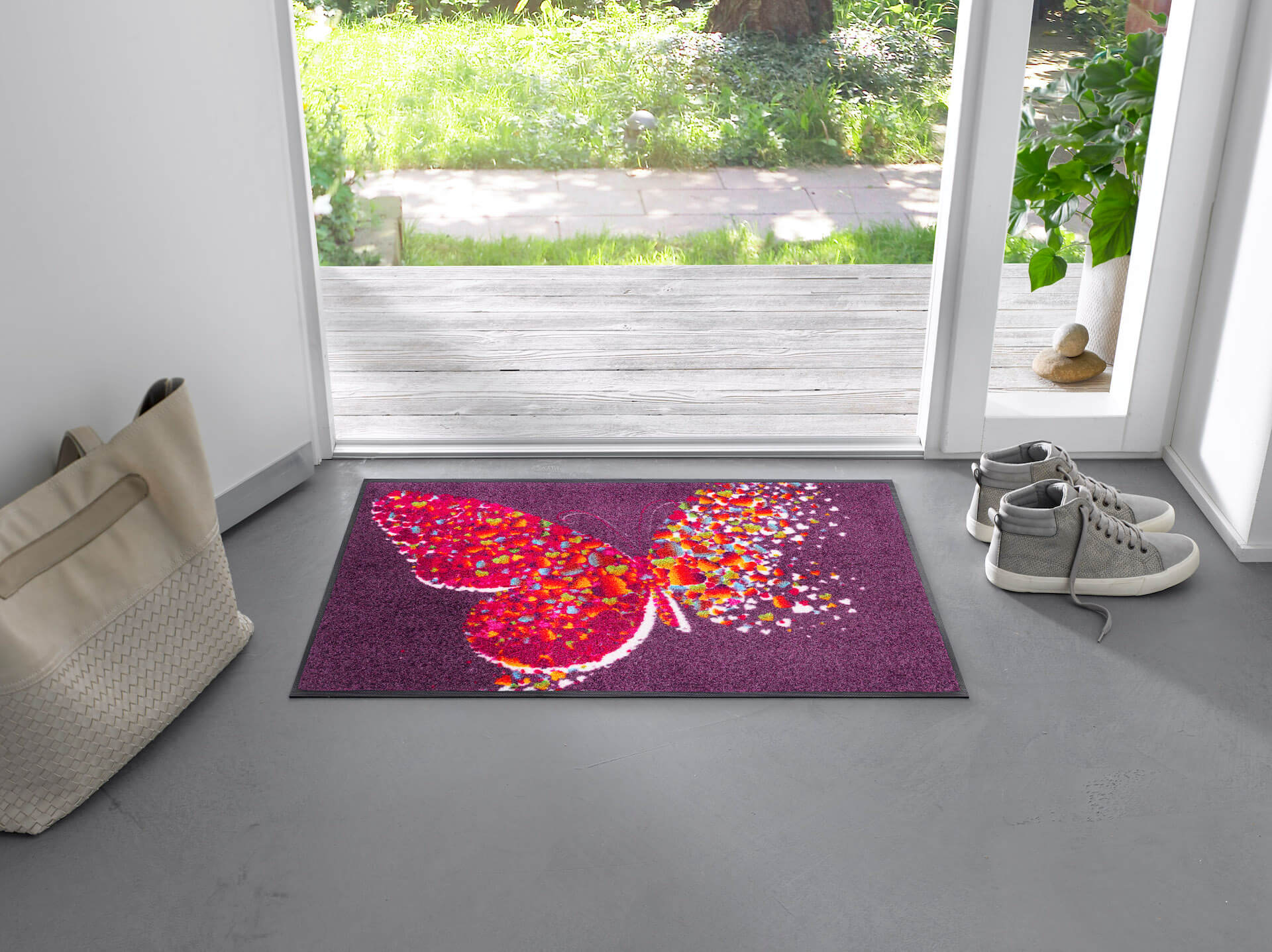 Fußmatte Papallona, Wash & Dry Design Enter & Exit, mehrfarbig, 050 x 075 cm, Interieurbild