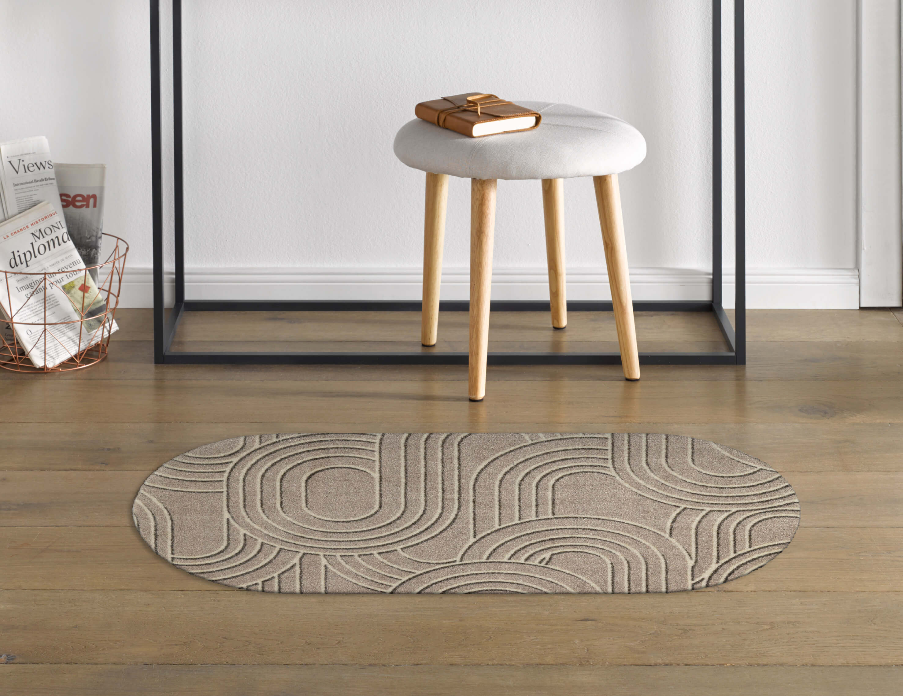 Fußmatte Sand Twist, oval, ohne Rand, wash & dry, 050 x 90 cm, Interieurbild