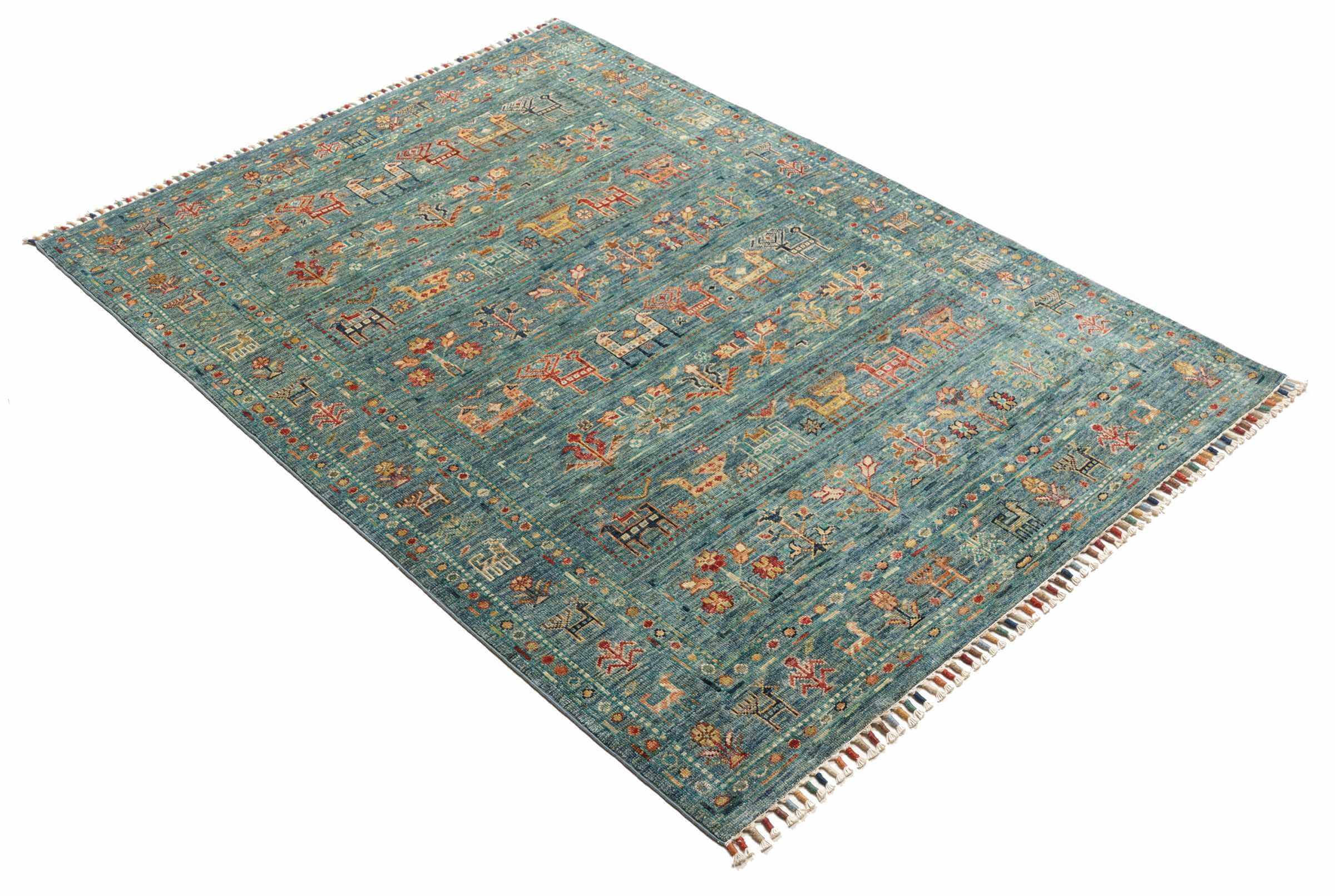 Afghanteppich, Schurwolle, handgeknüpft, 171 x 123 cm, Schrägansicht