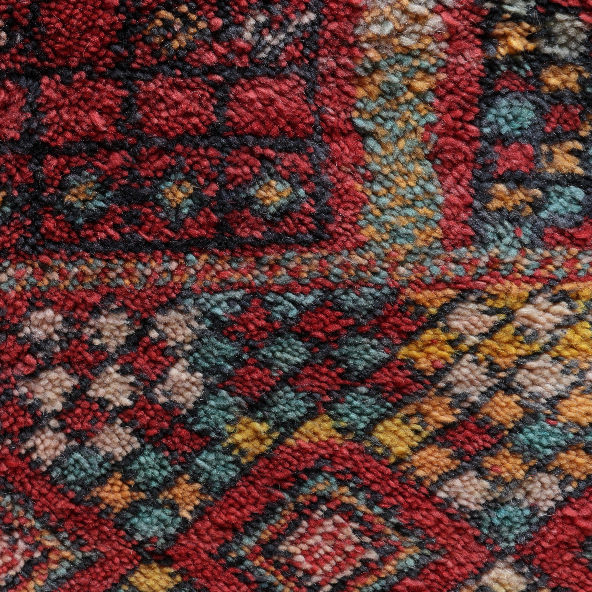 Berberteppich Mrirt aus den 60/70er Jahren,  handgeknüpft aus Schurwolle, mehrfarbig, rot, Detailansichtlle,