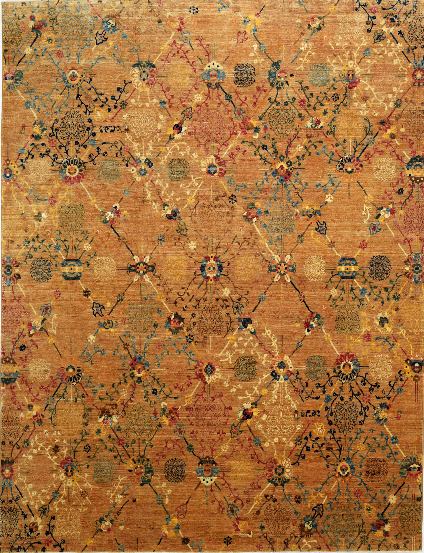 Saphir Gold, afghanischer Orientteppich, Schurwolle, handgeknüpft, Draufsicht
