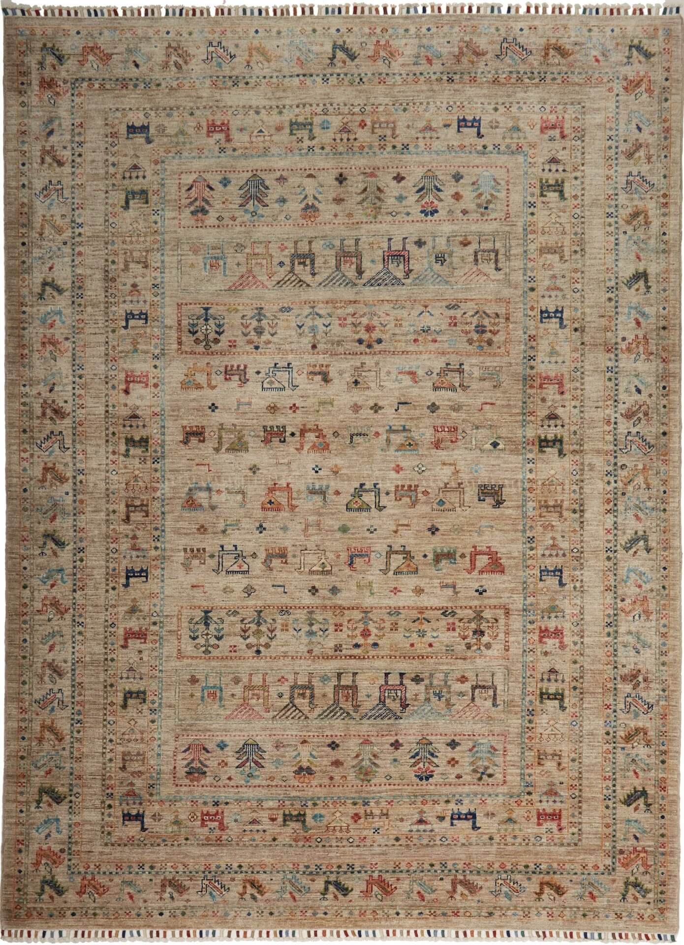 Afghanteppich Rubin Grey, reine Schurwolle, handgeknüpft, 171 x 231, cm, Draufsicht