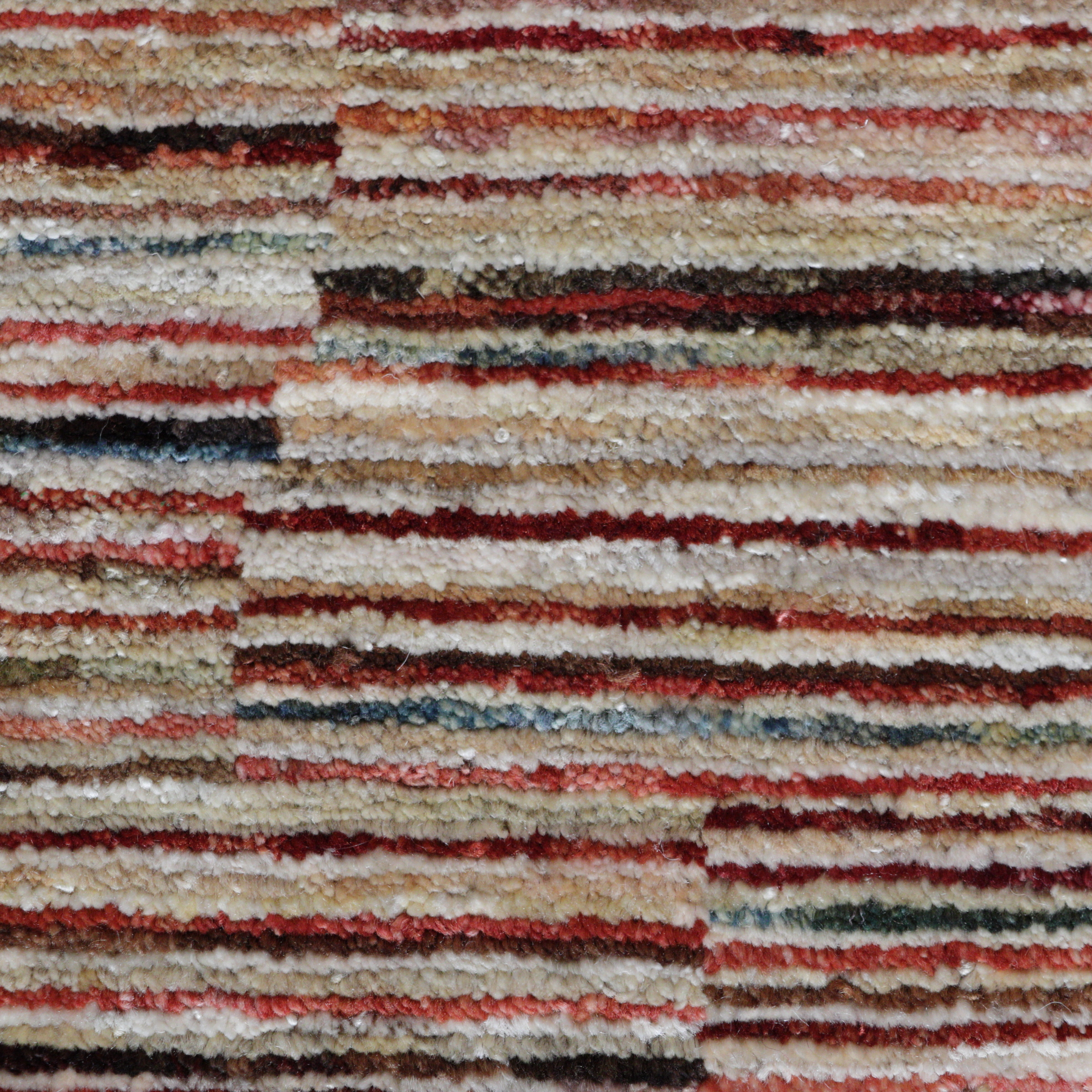 Moderner Afghan Teppich - Gabbeh Art, reine Schurwolle, mehrfarbig, Detailansicht
