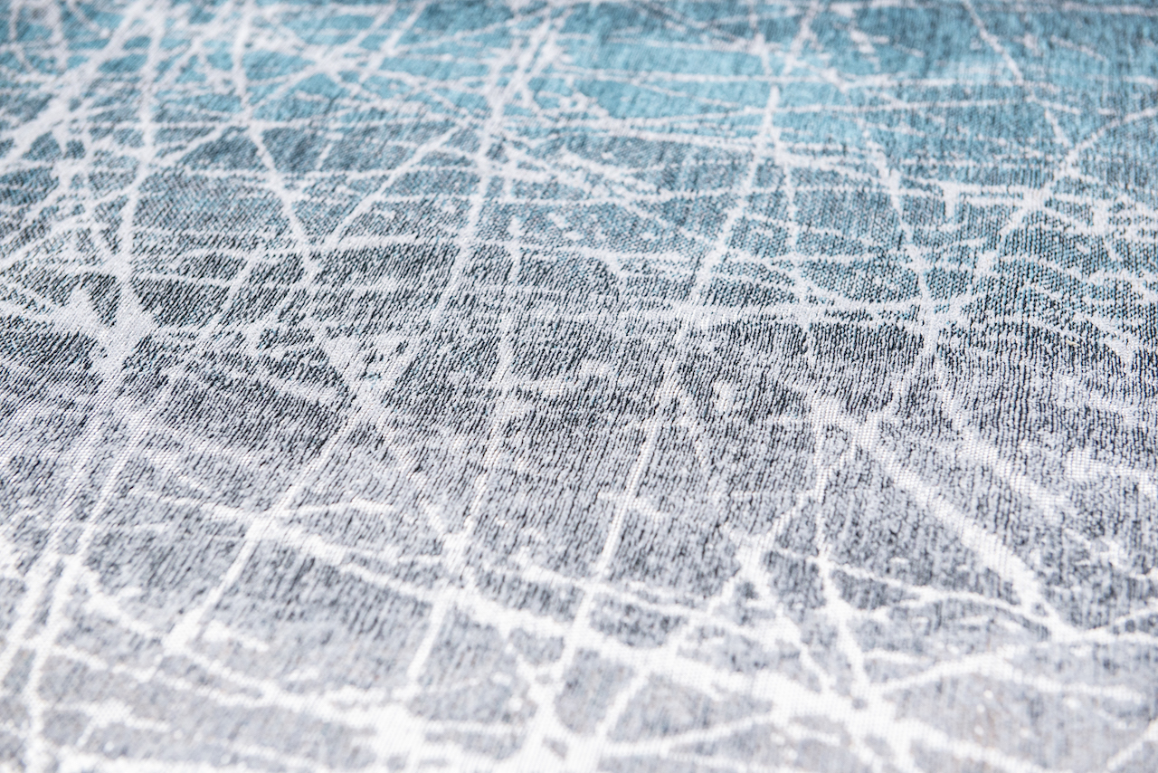 Flachgewebe Teppich Polar Vortex, 85% Baumwolle + 15% Polyester, verschiedene Blautöne, Detailansicht