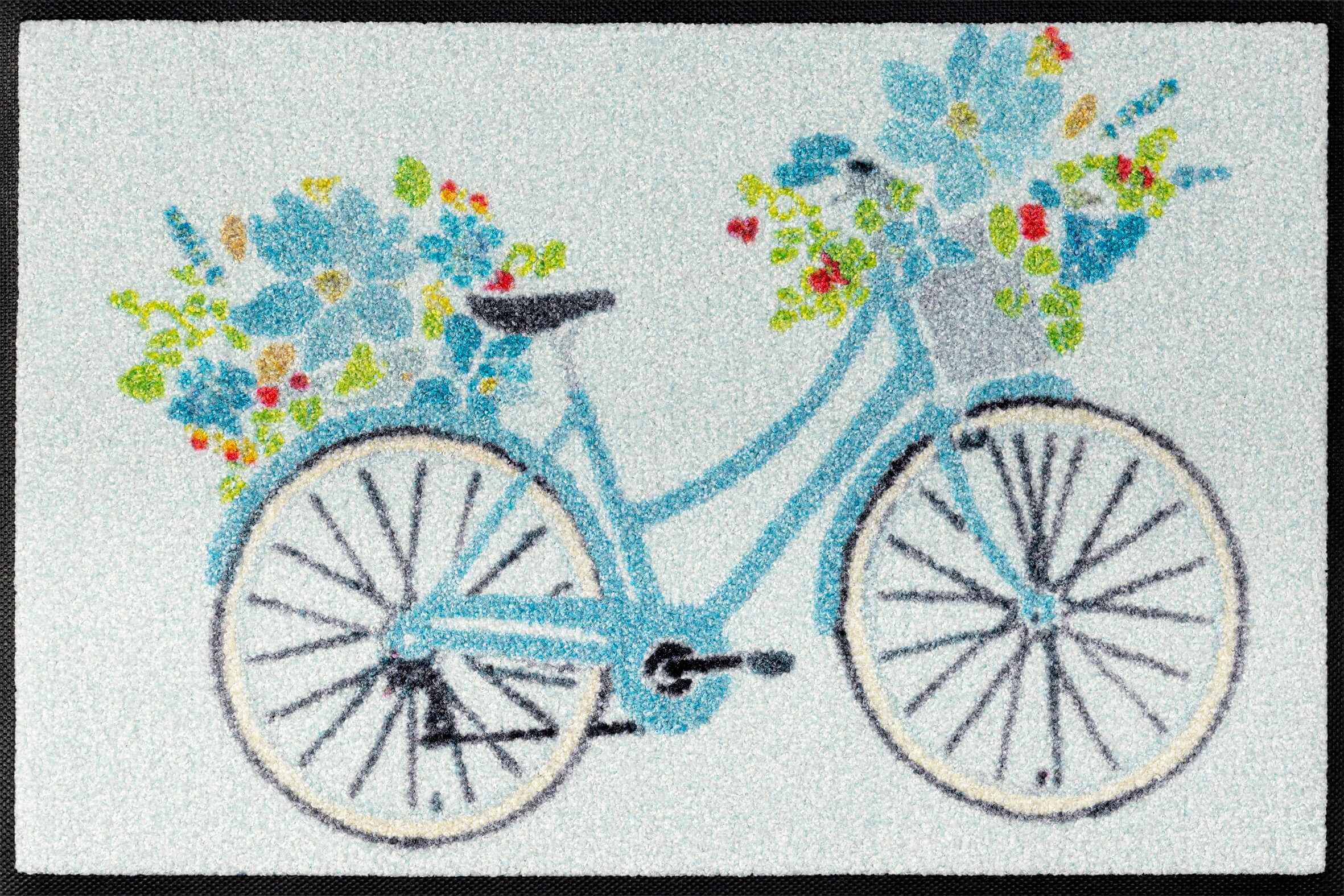 Daisy Daisy Fußmatte, Design Fahrrad mit Blumen, mehrfarbig, 40 x 60 cm, Draufsicht