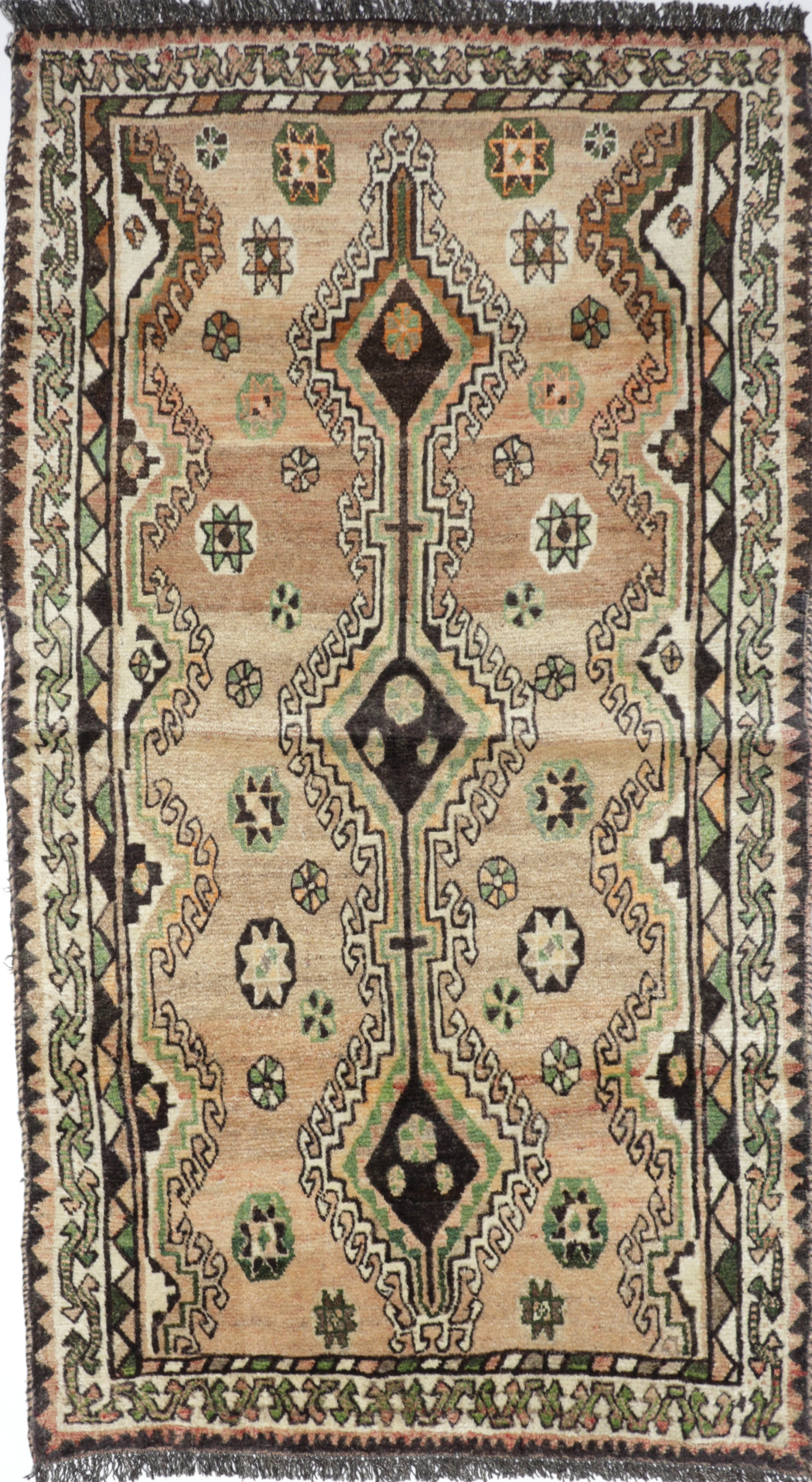 Persischer Gabbeh, handgeknüpft, Schurwolle, 105 x 191 cm, Draufsicht