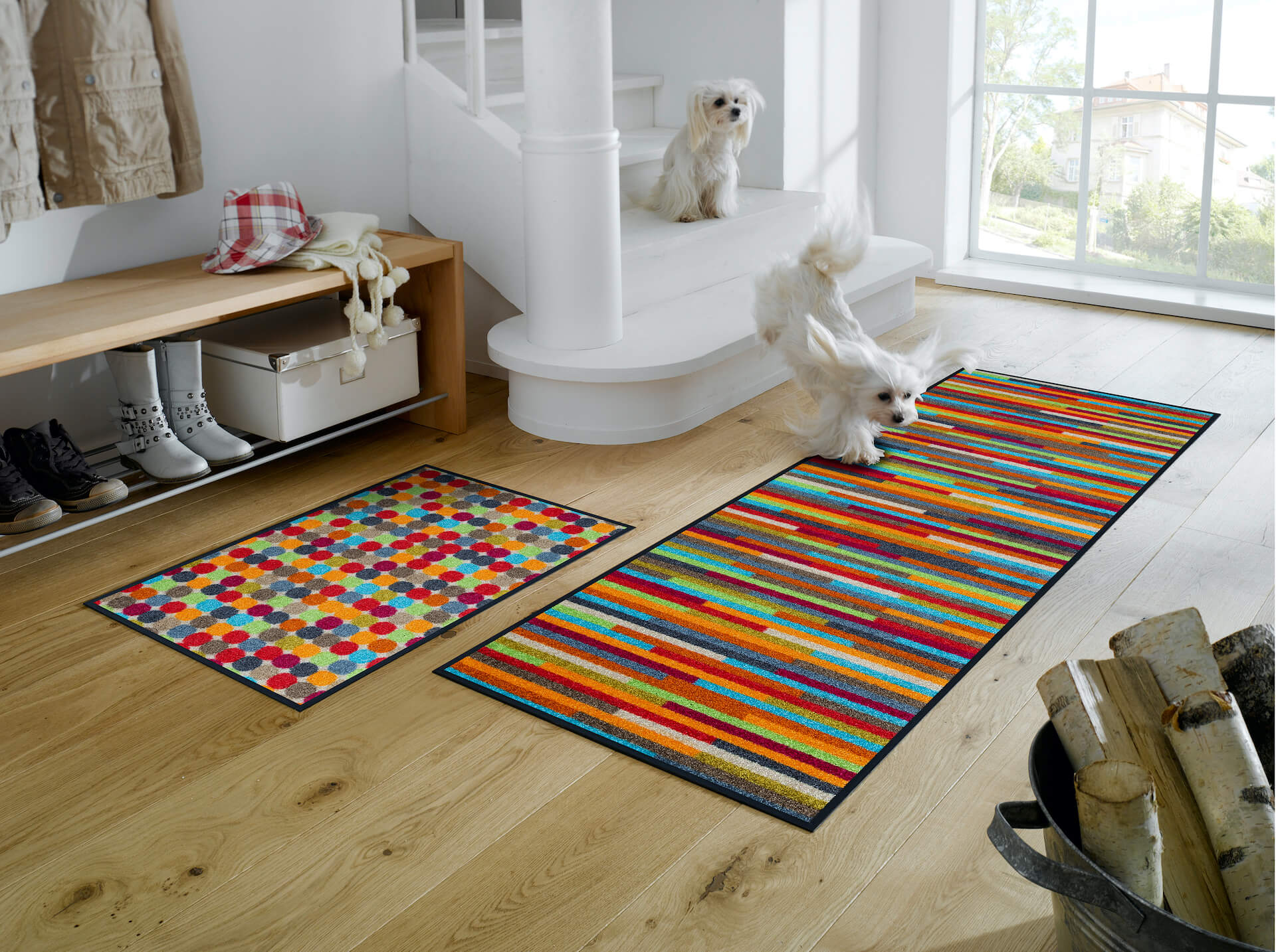Fußmatte Mikado Dots, wash & dry Design, mehrfarbig, 050 x 075 cm, Interieurbild