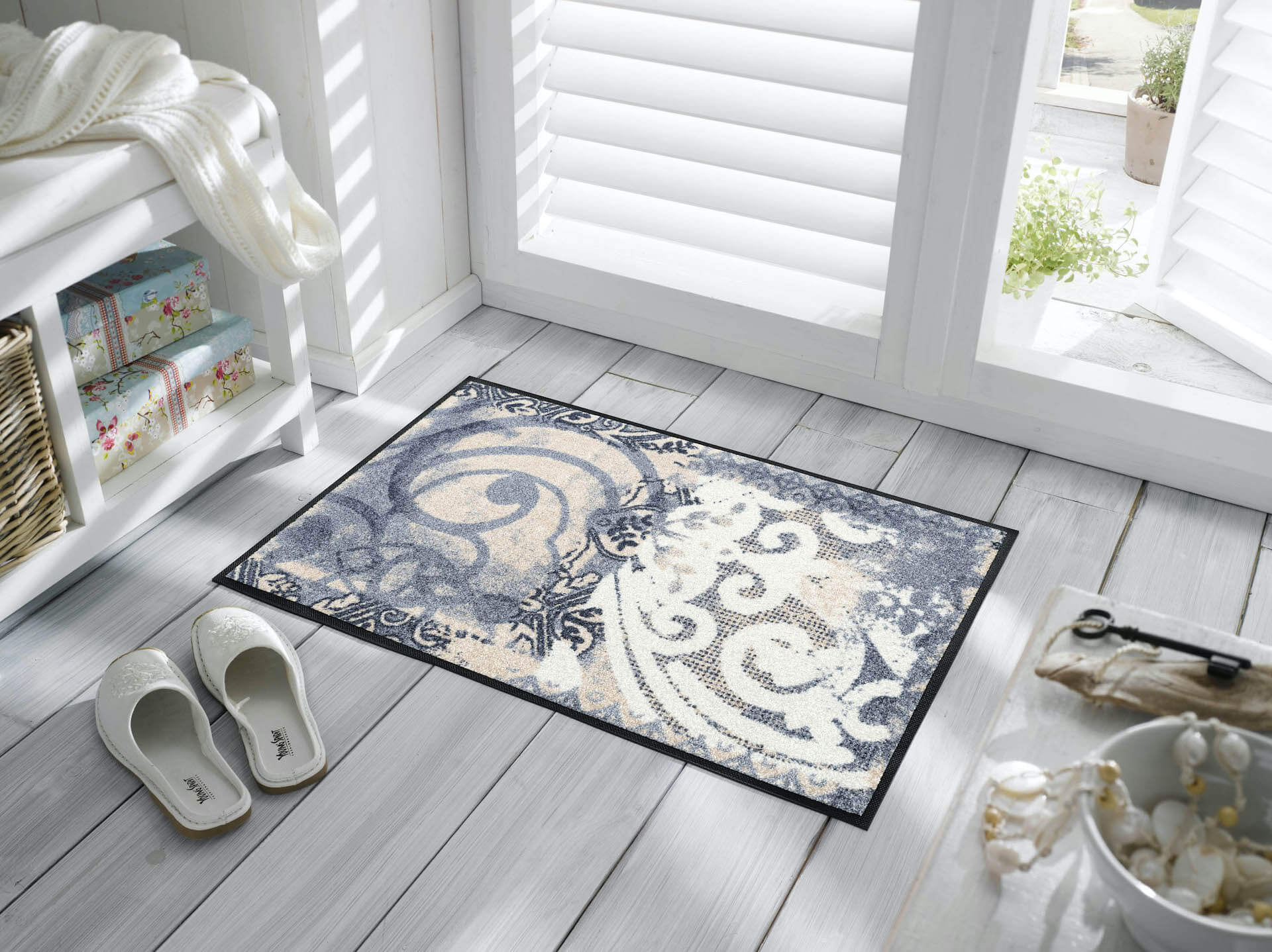Fußmatte Arabesque, Wash & Dry Interior Design, grau/weiß, 050 x 075 cm, Interieurbild